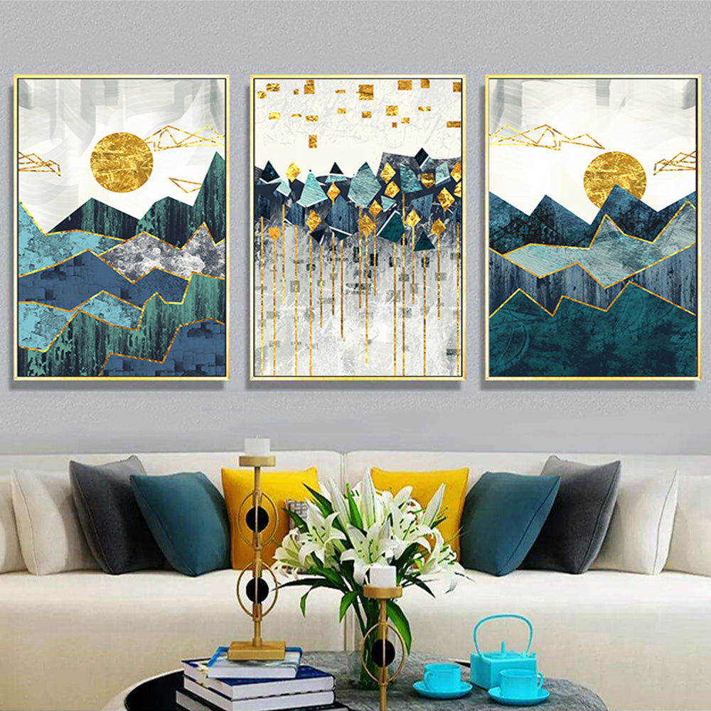 abstract mountain poster neutral tone bedroom wall decor