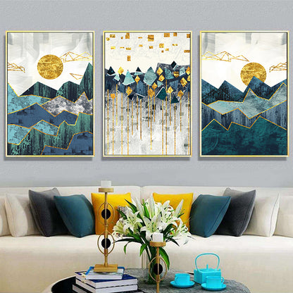 abstract mountain poster neutral tone bedroom wall decor