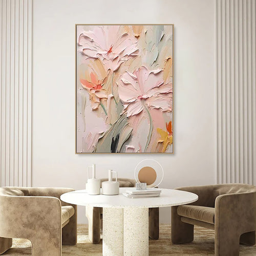 hand painted abstract flower canvas painting