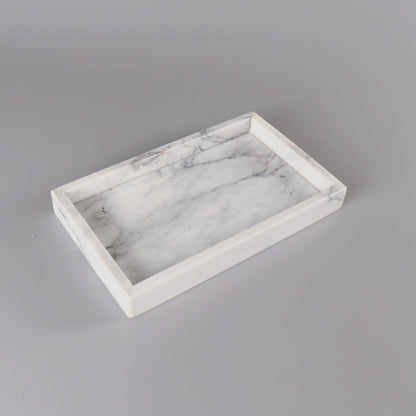 stone inspired tray used for organizing candles and decor items