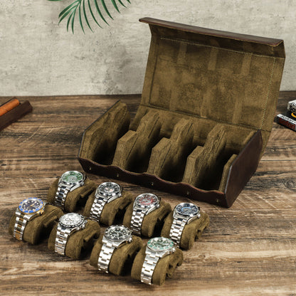 premium watch organizer case leather 8 compartment display
