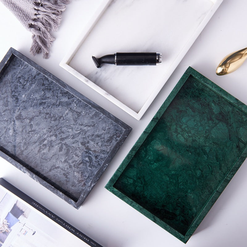 Black White Gray Marble Tray Cosmetics Toiletries Storage Tray