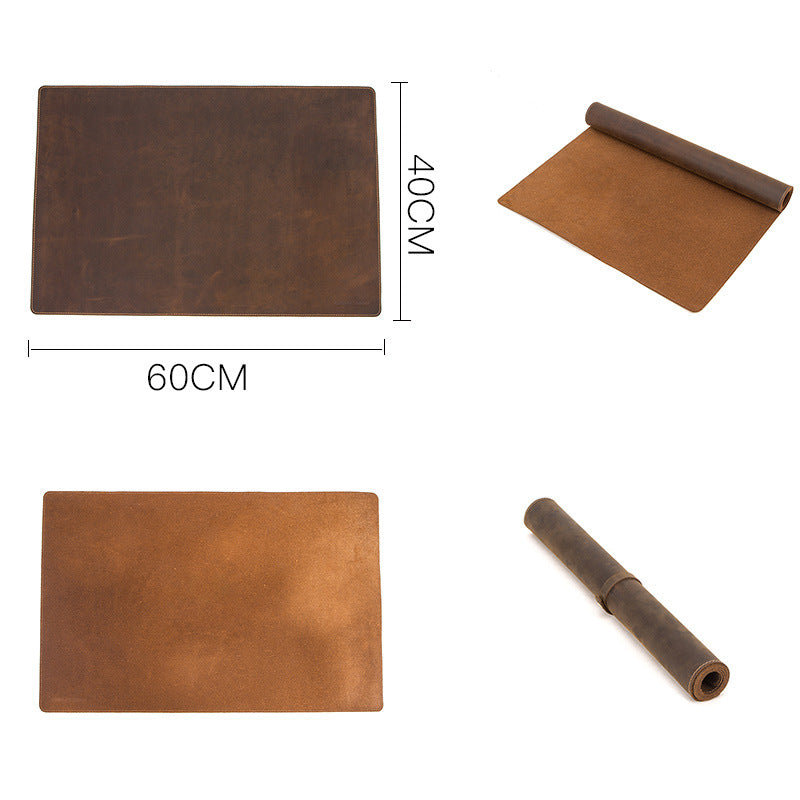 leather style desk mat used for typing and writing setup