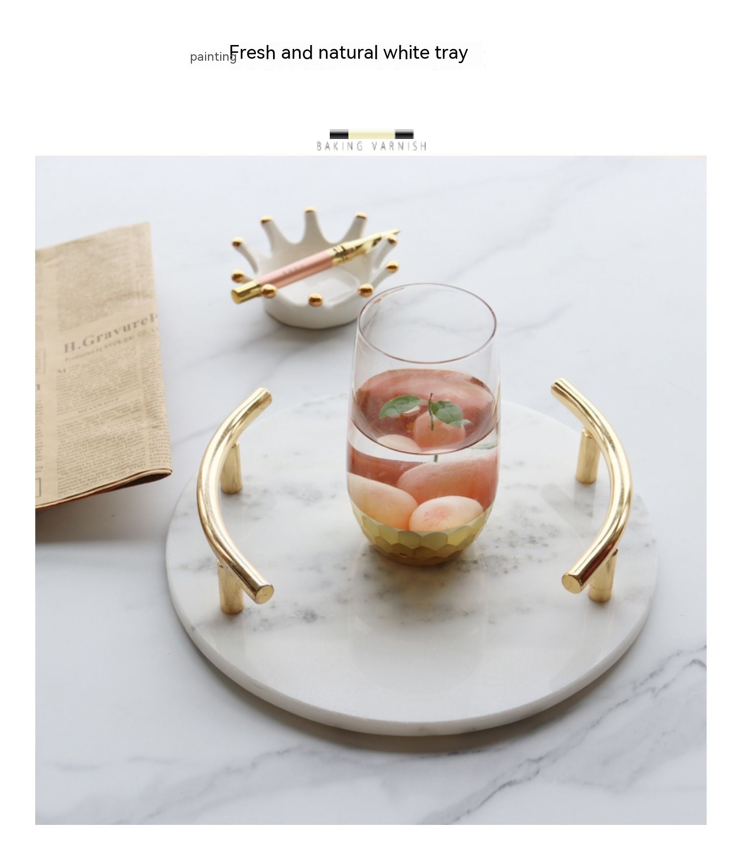 decorative marble tray for bedroom and bathroom organization