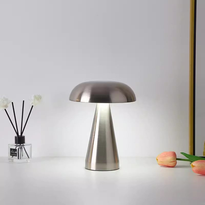 ambient lighting lamp placed on contemporary dining table