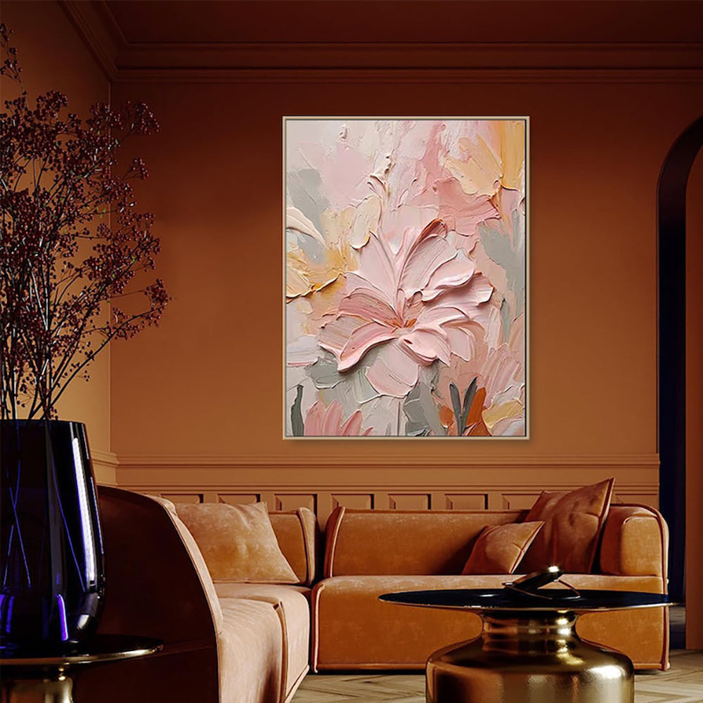 contemporary textured flower canvas artwork