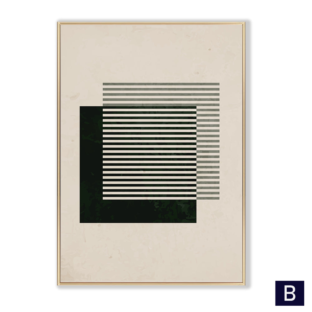 scandinavian style wall art set with black abstract patterns