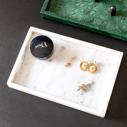 Black White Gray Marble Tray Cosmetics Toiletries Storage Tray