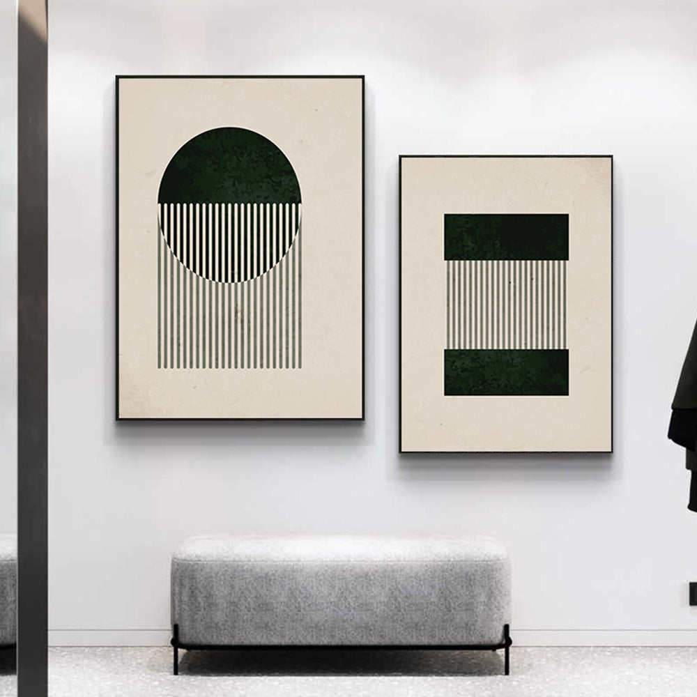 frameless geometric canvas art set on contemporary wall