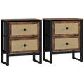 Industrial-Natural Bedside Table Set Of 2 - Brown