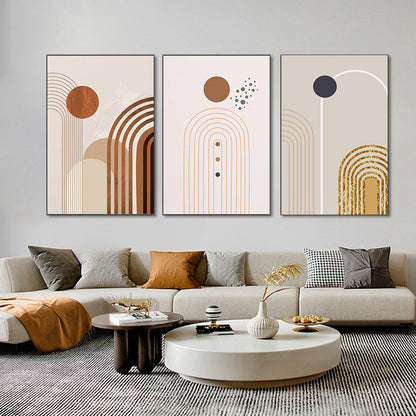 abstract arch canvas wall art set in modern neutral living room