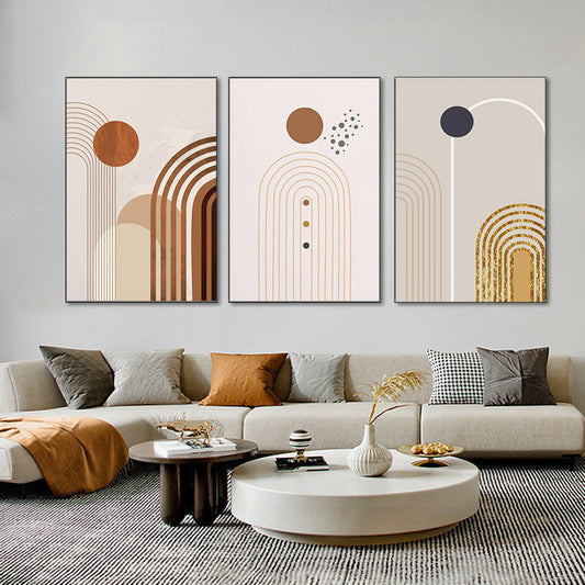 abstract arch canvas wall art set in modern neutral living room