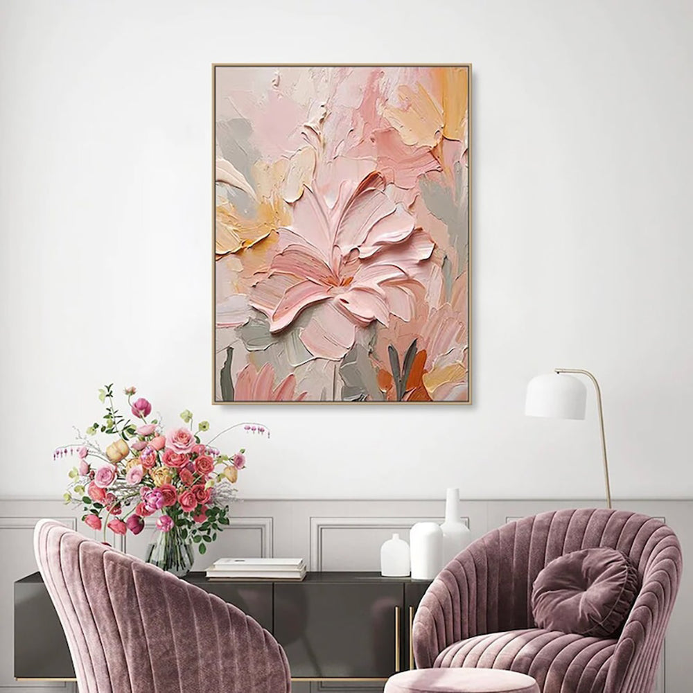 modern abstract flower painting textured canvas