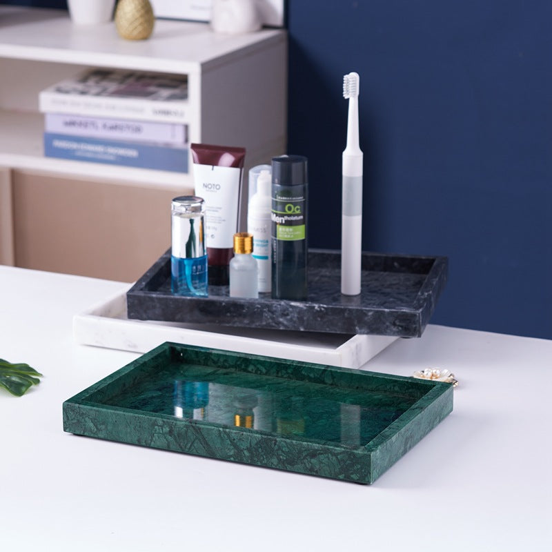 Black White Gray Marble Tray Cosmetics Toiletries Storage Tray