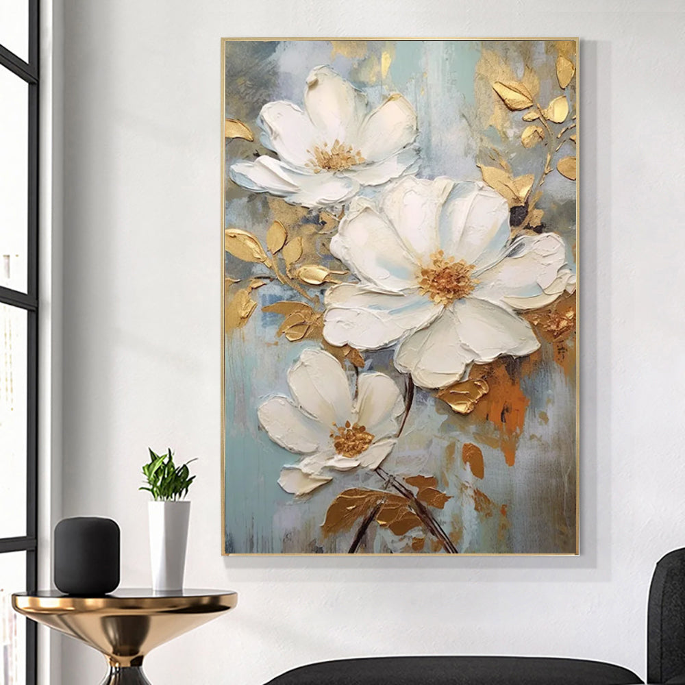luxury abstract flower painting for bedroom decor
