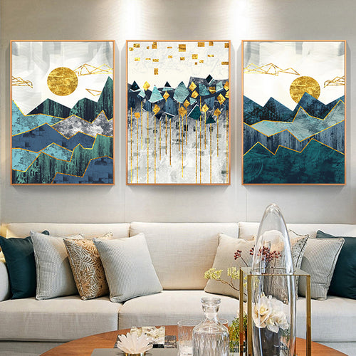 nordic abstract mountain canvas wall art minimalist design