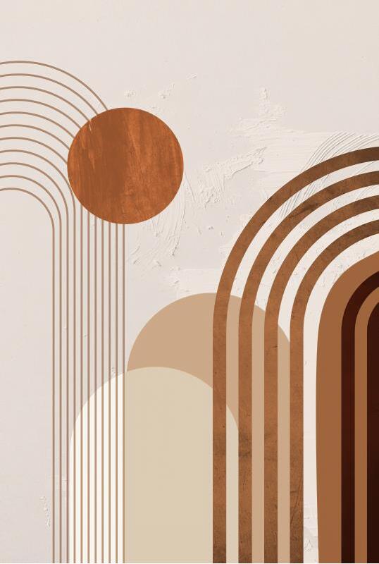 modern wall art set with soft neutral tones and curved design