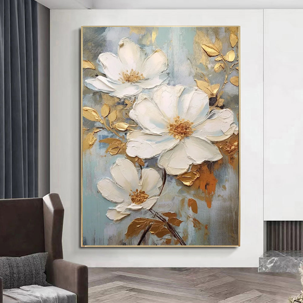 3d textured lotus oil painting handmade canvas artwork