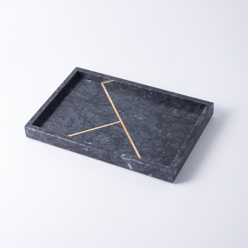 Black White Gray Marble Tray Cosmetics Toiletries Storage Tray