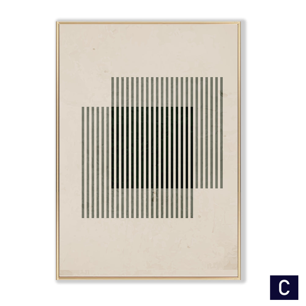 canvas wall art arranged as gallery wall in neutral space