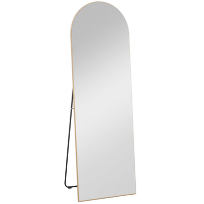 arched full length mirror gold frame bedroom styling.