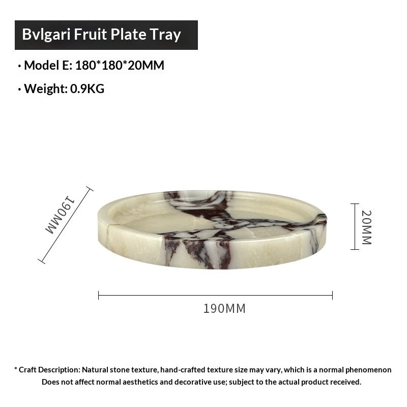 Bulgari fruit plate tray with dimensions and weight on a white background