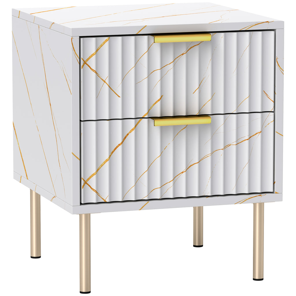 Elegant Two-Drawer Bedside Table - White