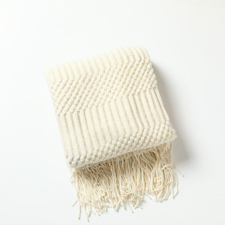 bed throw blanket tassel edges layered bedroom styling