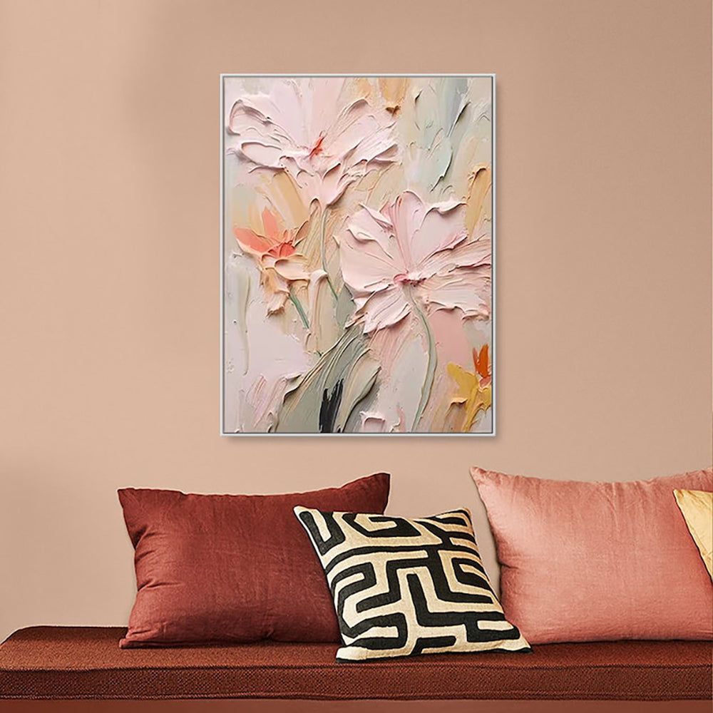 textured oil painting floral abstract wall art