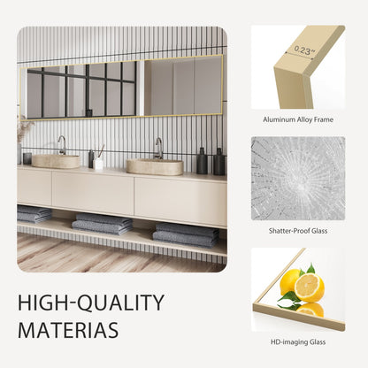 modern full body mirror with gold frame in dressing area